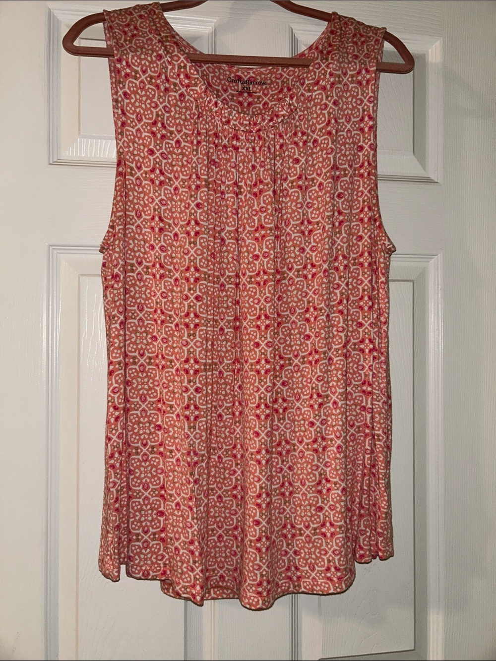croft & barrow Coral and White Printed Sleeveless Camisole